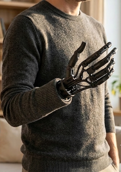 Person wearing the LETO 1 prosthetic hand